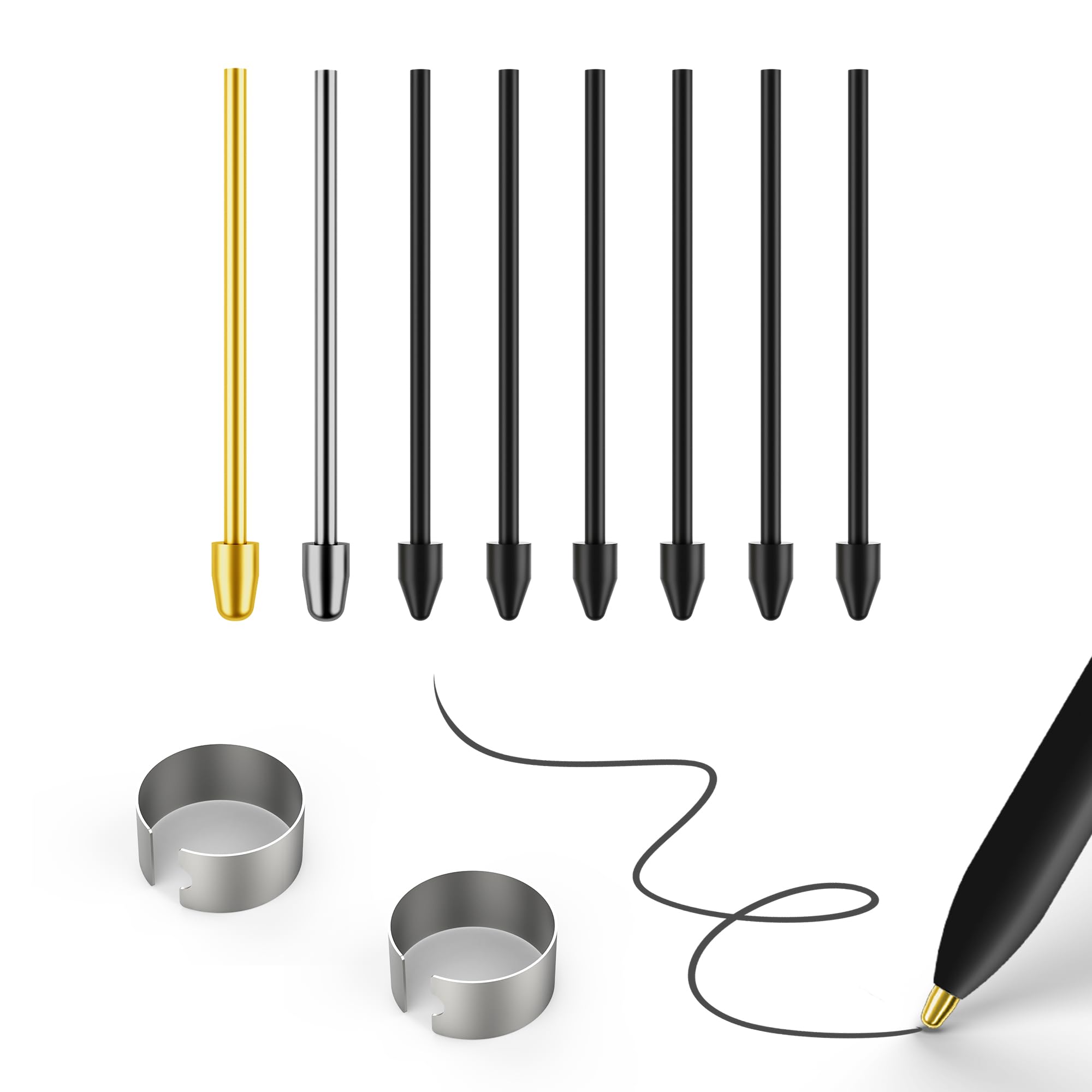 Metal Nibs/Tips Replacement for Samsung Galaxy Tab S10/S9/S8/S7/S6,S26/S25/S24/S23/S22 Ultra S Pen,Nibs/Tips+Clip + Organizer (2+6 pcs Set)