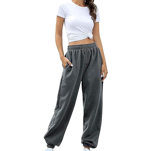 SUNSIOM Baggy Sweatpants for Women Sweat Pants Women Casual Brandy