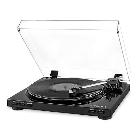 Victrola Pro Automatischer Plattenspieler USB Vinyl-zu-MP3-Aufnahme - Schwarz