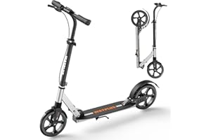 WAYPLUS Kick Scooter for Ages 6+,Kid, Teens & Adults. Max Load 240 LBS. Foldable, Lightweight, 8IN Big Wheels for Kids, Teen and Adults, 4 Adjustable Levels. Bearing ABEC9