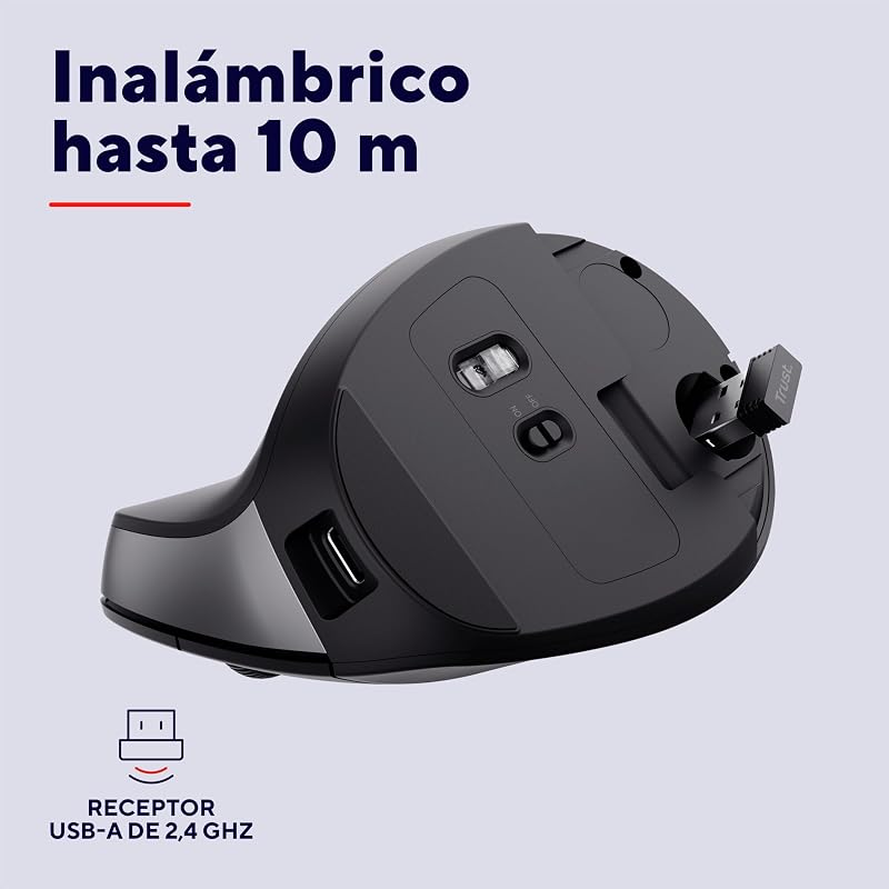 Yuno Ratón Vertical Inalámbrico, Ratón Ergonómico Recargable
