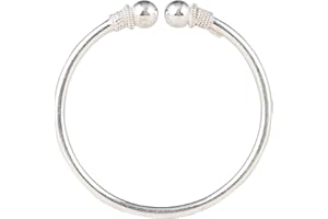 Tongari 925 Pure Silver Adjustable Plain Pipe Kada In 925 Sterling Silver For Baby Boys And Baby Girls (2 Years to 4 Years) -