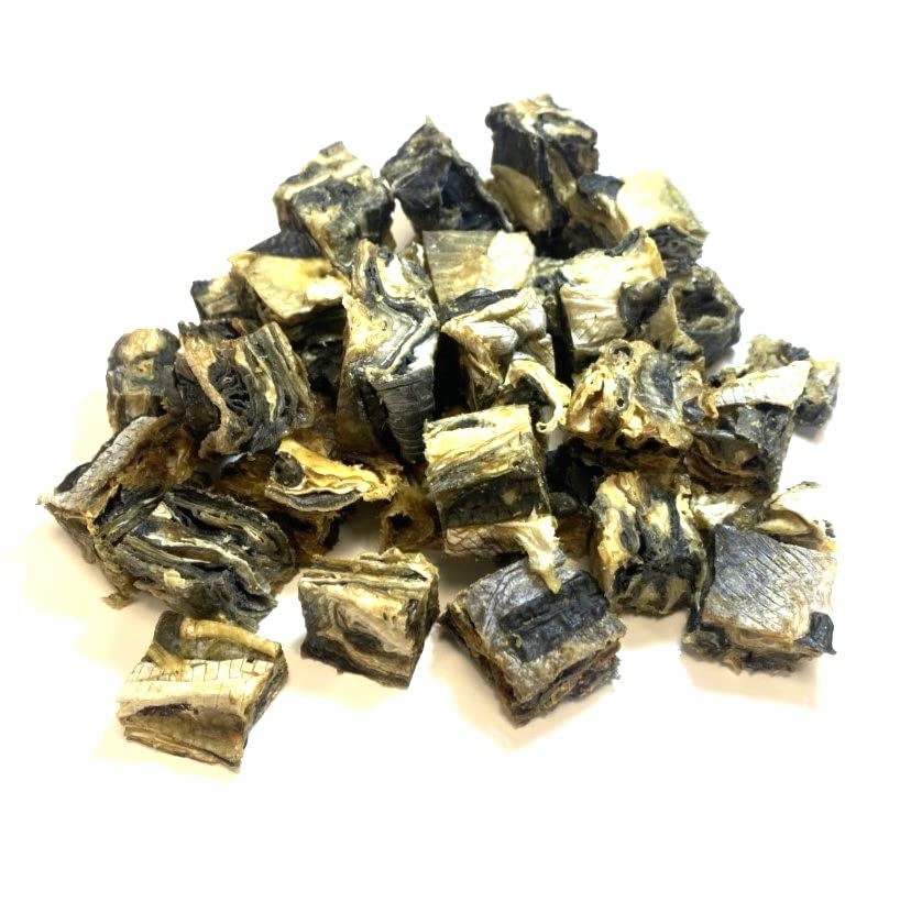 Dried Fish Cubes 500g 100% Natural 100% Fish Skin Dog Treats Chews A Natural Source of Omega 3 and Collagen Hypo-Allergenic Grain Free Gluten Free SMDF — image 1