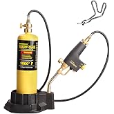 DOMINOX Propane Torch Head with 5FT Hose, Base and Cylinder Clip | Trigger Start Gas Torch for Propane and Mapp Gas, MAPP Gas Torch Kit for Soldering, Brazing, Cooking (Not Included Gas Tank)