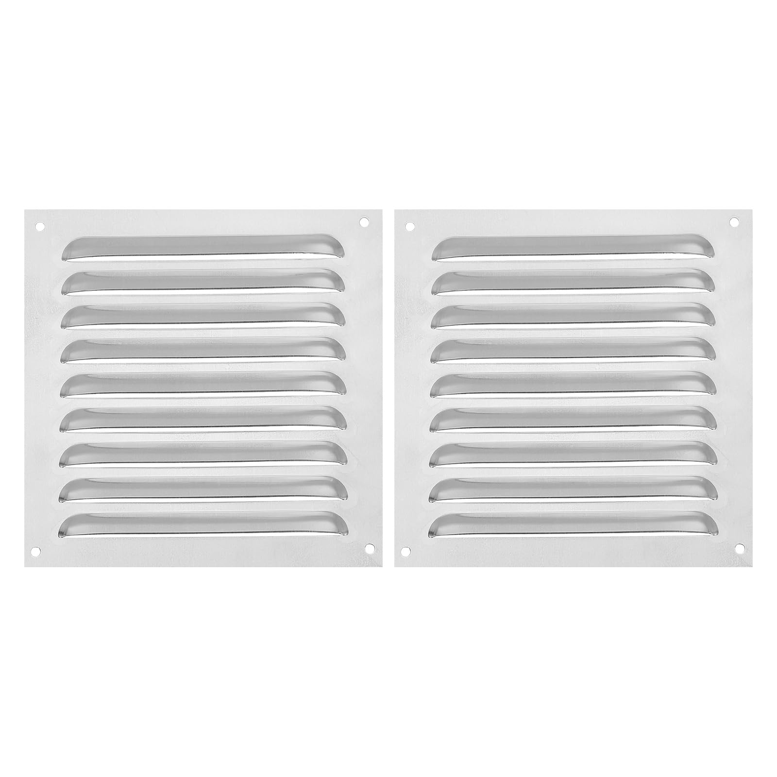 PATIKIL 4 x 4 Inch Aluminum Vent Cover, 2 Pack Screen Air Grille Ventilation Cover HVAC Louvered Grill for Home Kitchen Fireplace Wall Ceiling, Silver Tone