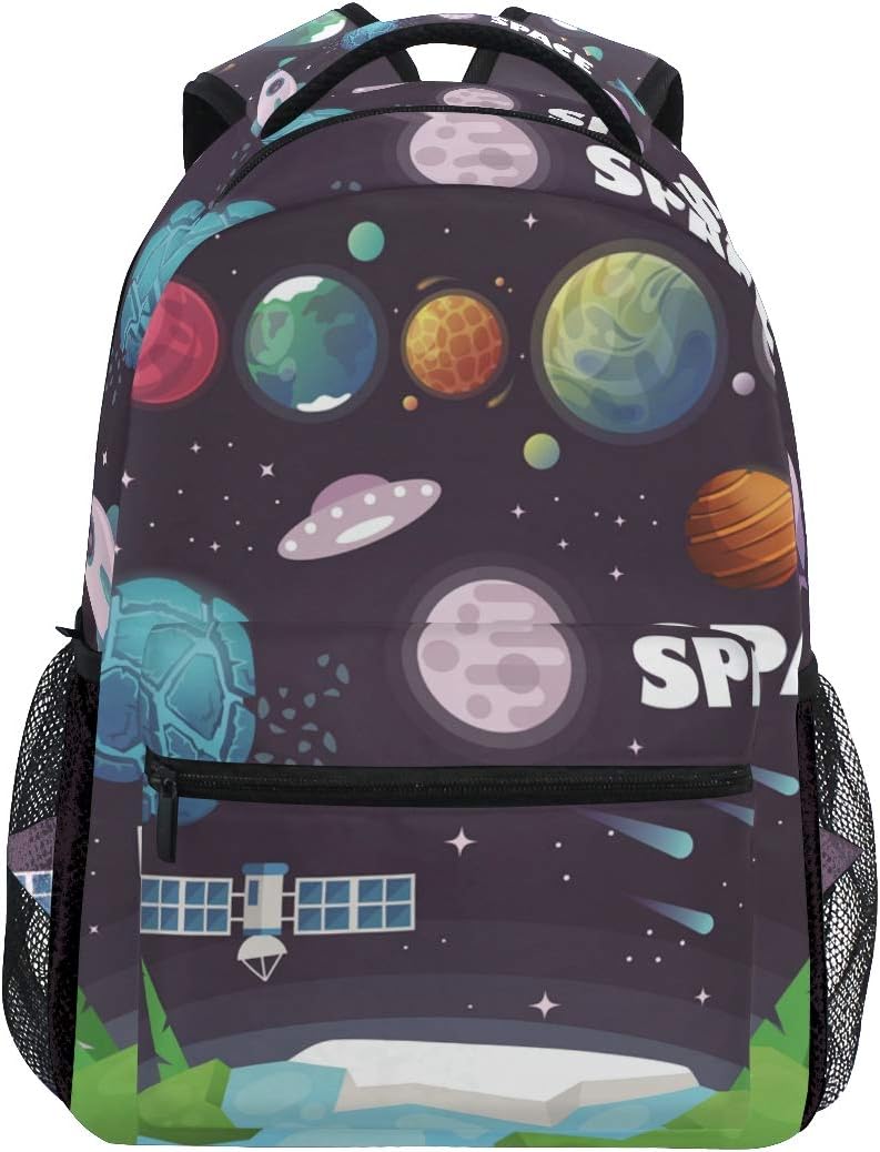 School Backpacks Universe Space Trip Student Backpack Big for Girls Kids Elementary School