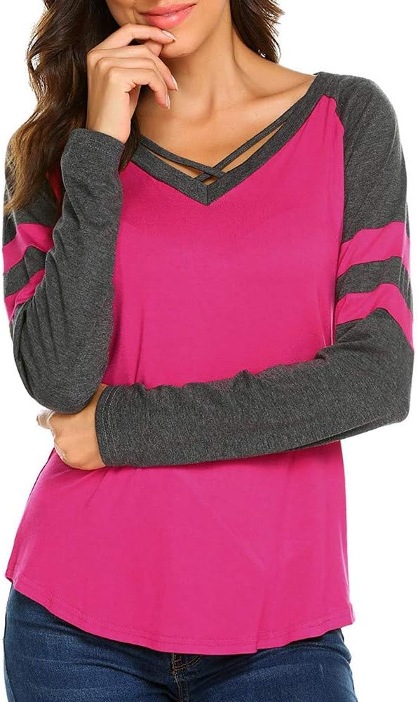 JJLOVER Women Fashion Short Sleeved Criss Cross Front Perfect V-Neck Loose T-Shirt Tank Tops Casual
