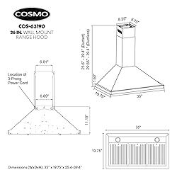 COSMO 63190 36 in. Wall Mount Range Hood with