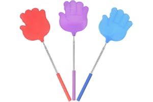 Palm Shaped Fly swatter - Telescopic Fly Swatter - Heavy Duty Plastic flyswatter with Extendable Stainless Steel Handle for I