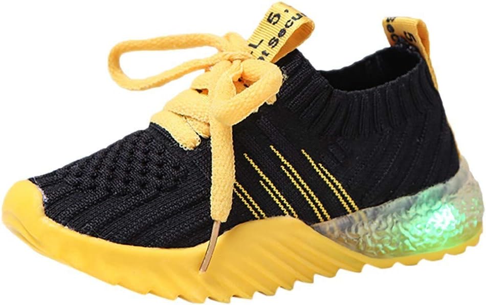 Kids LED Light Up Shoes Candy Color Lightweight Breathable Easy Walk Knit Sneakers 1-6Y Comfort Flashing Sneakers as Gift