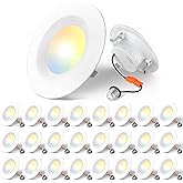 Amico 24 Pack 4 inch 5CCT LED Recessed Lighting, Dimmable, 8.5W=60W, 650LM, 2700K/3000K/4000K/5000K/6000K Selectable, Retrofit Can Lights with Baffle Trim, IC Rated - ETL & FCC, White