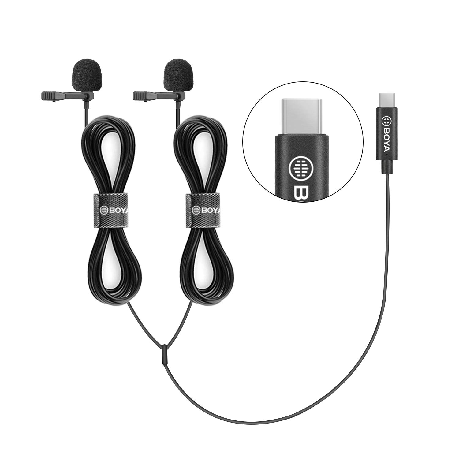 Dual-Head USB Type-C Lavalier Microphones Vlog for USB-C Devices, BOYA BY-M3D Digital for Pad Pro, M