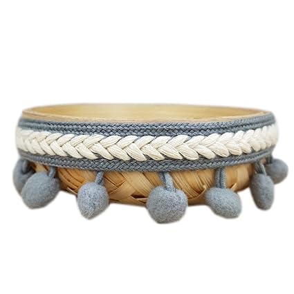 Yalulu 5 Yards Bestickt Pom Pom Pompom Bommelborte Spitze Quaste Trim Fransen Band für DIY Fertigkeit Nähzubehör Zubehörteil 