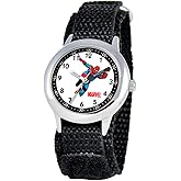 Marvel Spiderman Watch for Kids - Spiderman Watch Boys - Spider-Man Watches for Boys 4-6 - Toys - Kids - Marvel Toddler - Teen - Silver Bezel - Black Nylon Strap