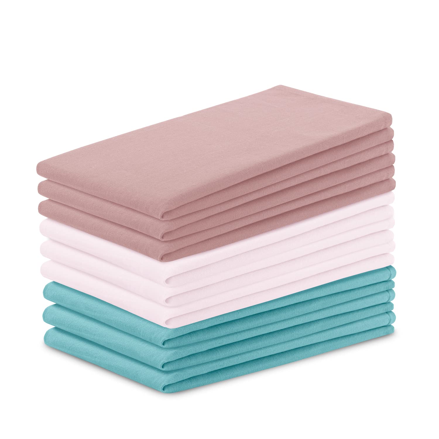 AmeliaHome Set of 9 tea towels, cotton, kitchen towels, 50 x 70 cm, smooth, Letty pink, turquoise