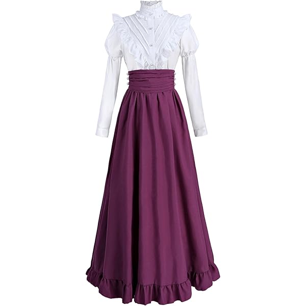 edwardian purple dress Victorian Edwardian Gothic Vintage Purple Bustle Gown Vintage Riding Habit Dress Theater Clothing (Size: XXL)