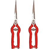 Sanung 2 PACK Multifunctional Thin Fruit Scissors, P-905 Garden Pruner Shears Cutters with Anti-Slip Grip High-Grade Spring Lock Garden Pruner for Garden Fruits Vegetables Plants Flowers