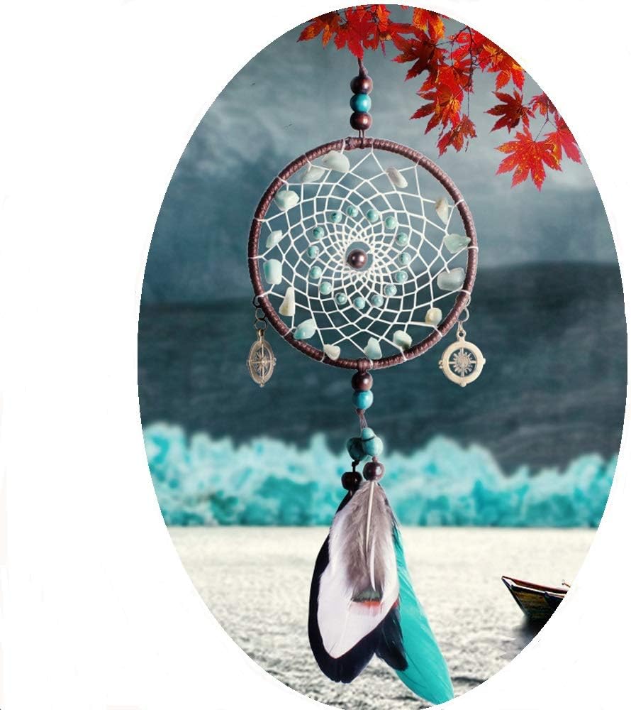 Dream Catcher for Kids, Blue White Black Feather Wall Windown Hanging Ornament, Hanging Dream Catcher Decor for Girls Kids Bedroom Nursery Teepee Decor–Dia 4.5"/ Long 15.8"