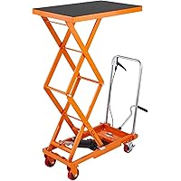 VEVOR Hydraulic Lift Table Cart, 330lbs Capacity 50" Lifting Height, Manual Double Scissor Lift Table with 4 Wheels and Non-S