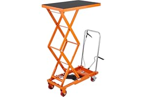 VEVOR Hydraulic Lift Table Cart, 330lbs Capacity 50" Lifting Height, Manual Double Scissor Lift Table with 4 Wheels and Non-S