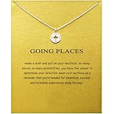 Caiyao Going Places Compass Necklace with Message Card Blessing Necklace Jewelry for Graduate Gifts