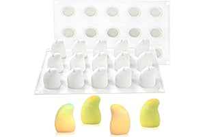 3D Fruit Shape Silicone Molds, White Baking Pan for Mousse Cake, Chocolate, Candy Making (White(15-Cavity Mango))