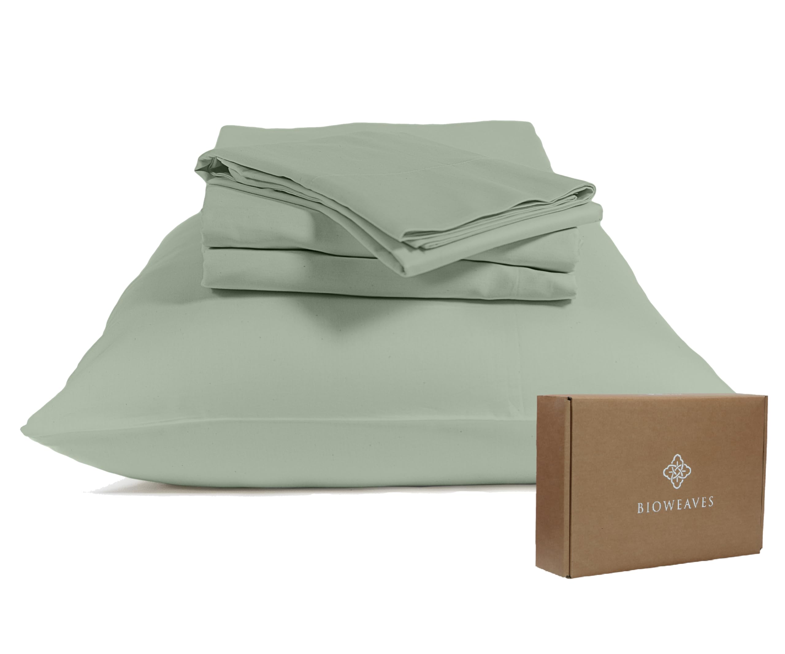 Photo 1 of BIOWEAVES 100% Organic Cotton Sheets, 300 Thread Count 4-Piece GOTS Certified Bed Sheet Set Fits Mattress Upto 17" Deep Pocket, Soft & Silky Sateen Weave (Queen, Basil)