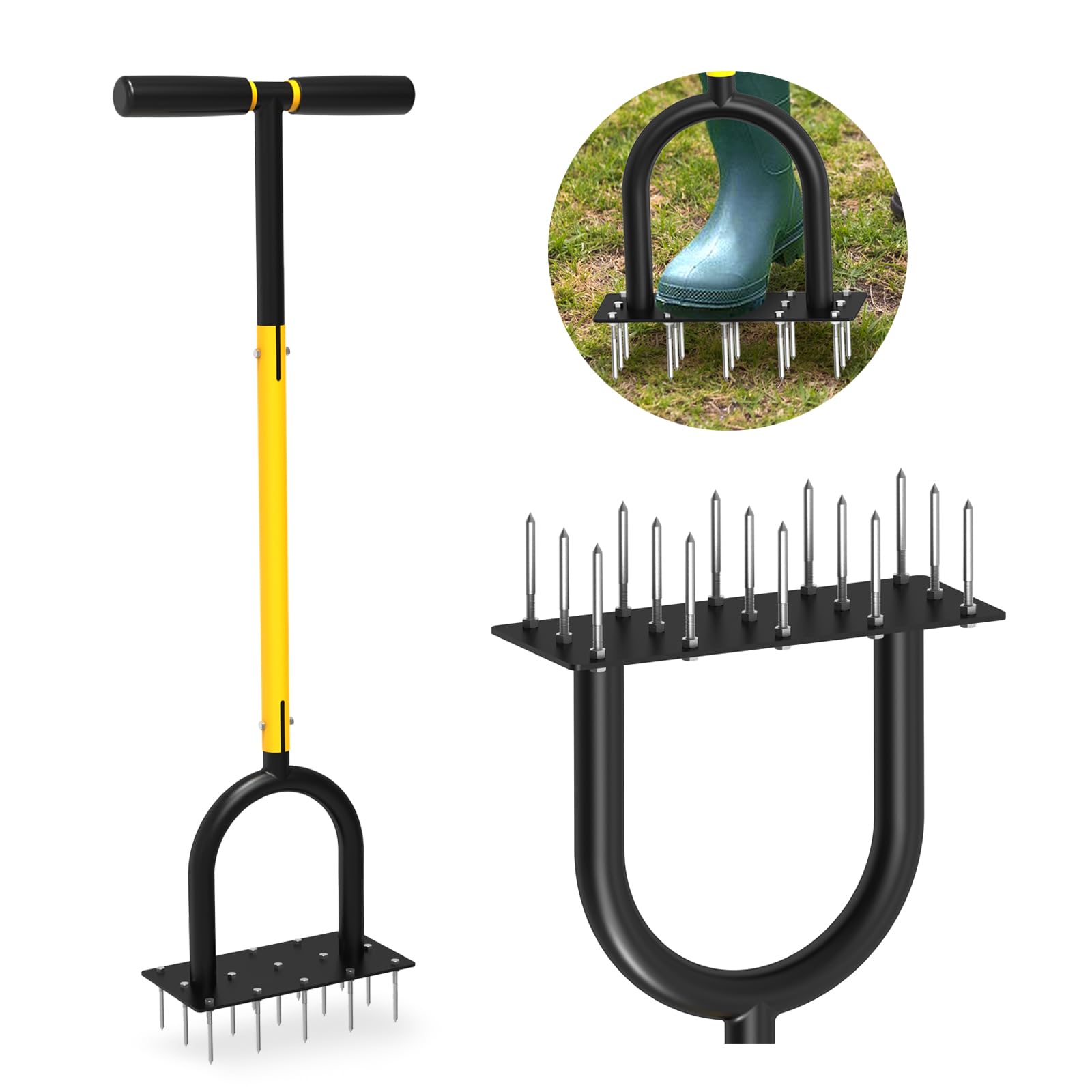 Photo 1 of Coopvivi Lawn Aerator Tool - Grass & Soil Aerator for Lawn & Yard Care, Durable Manual Lawn Aerator for Healthy Grass, Compact Soil & Easy-to-Use Spike Plug Aerator