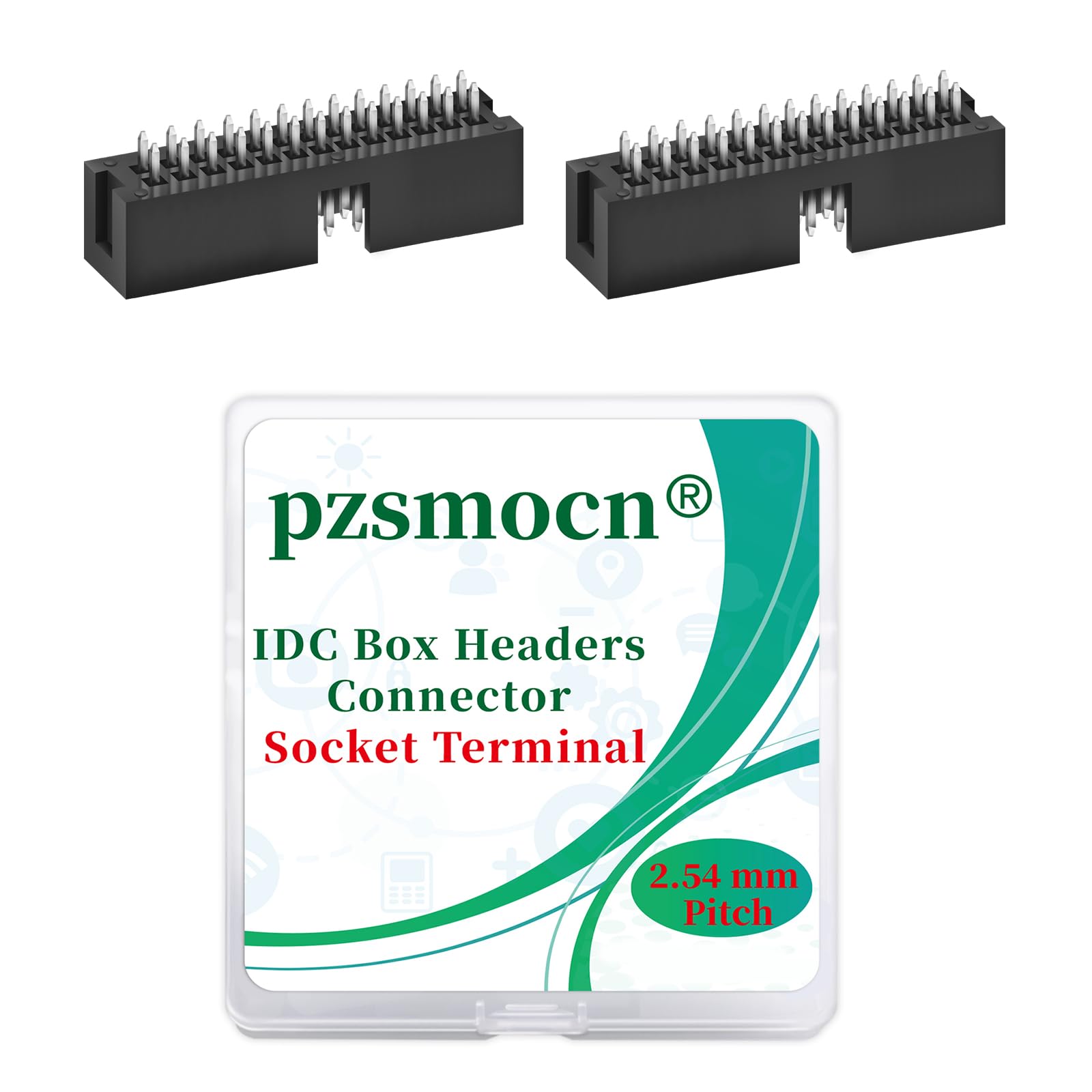Pzsmocn 20 Pieces IDC 2 * 13 Double Row 2.54 mm Pitch JTAG ISP 26-Pin Straight Pin in-line Box Header Connector Adapter Cable Male Socket Terminal for PCB Electronic Equipment Projects.