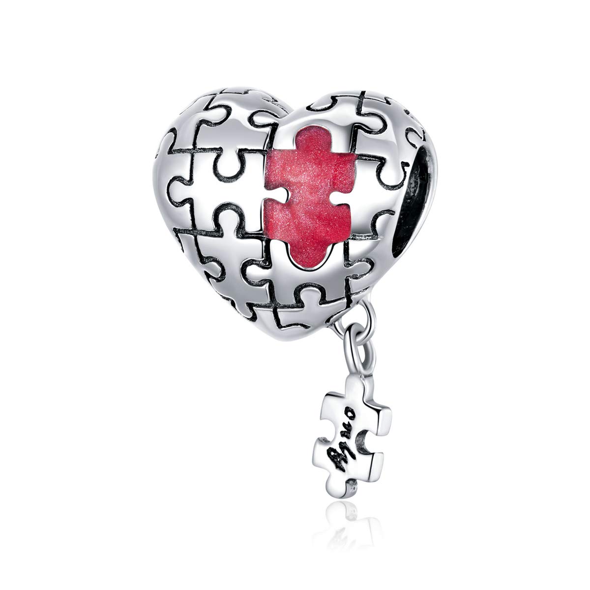 Bijoux Blu Real 925 Sterling Silver Love Puzzles silver Charm for Original 3mm Bracelet & Bangle Enamel Metal Bracelet Beads