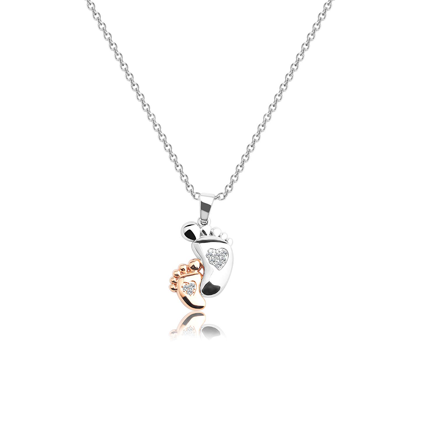 New Mom Gifts Baby Feet Footprint Necklace for New Mother Mom to Be Pregnancy Announcement Gift (footprint-necklace)