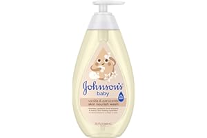 JOHNSON'S BABY Johnson's Skin Nourishing Moisture Baby Wash, Vanilla & Oat Scents, Tear-Free, Hypoallergenic Baby Body Wash Cleanses, Protects from Dryness, & Leaves Skin Feeling Hydrated, 20.3 fl. oz