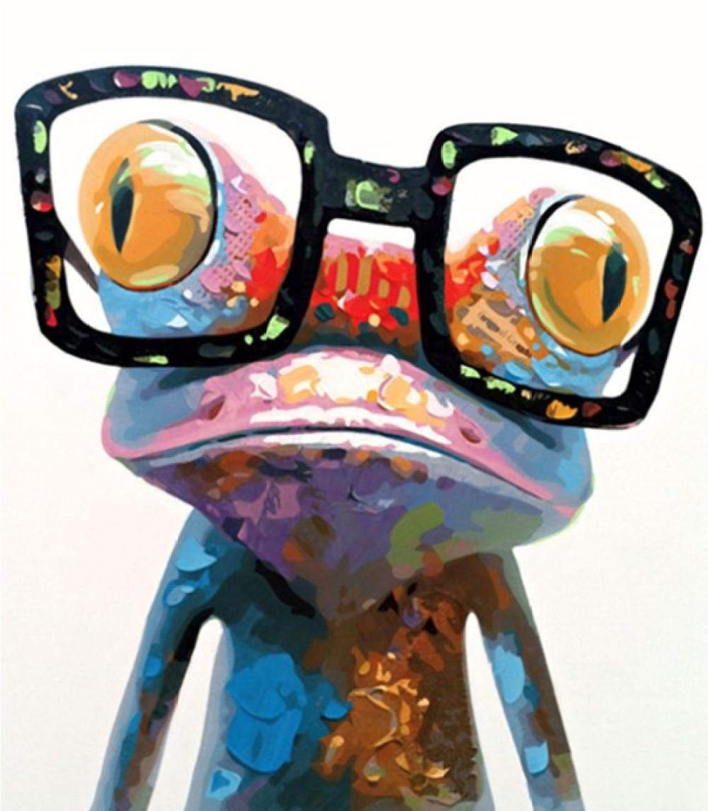 JIAOYK DIY Digital Oil Painting By Numbers DIY A frog with glasses By Numbers module Picture pictures by hand Unique Gift Home Decor for children