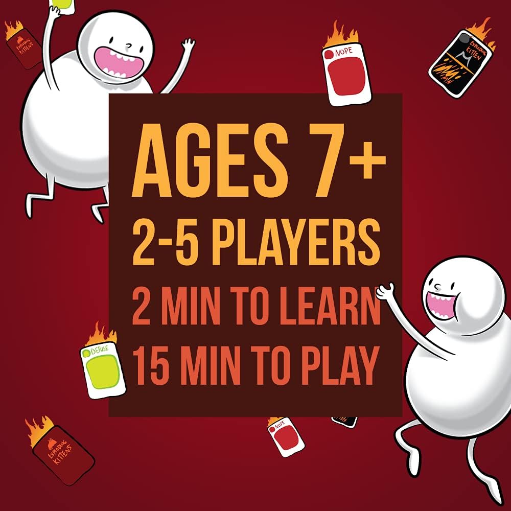 Exploding Kittens - A Russian Roulette Card Game, Easy Family-Friendly Party Games - Card Games for Adults, Teens & Kids - 2-5 Players: Toys & Games