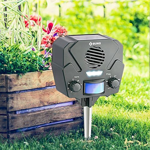 Ebung Ultrasonic Solar Powered Pest & Animal Repeller – Eco-Friendly & Safe Animal Repellent – Ideal Way to Keep Rodents, Insects, Birds & Animals Away from Farms, Yards or Lawns
