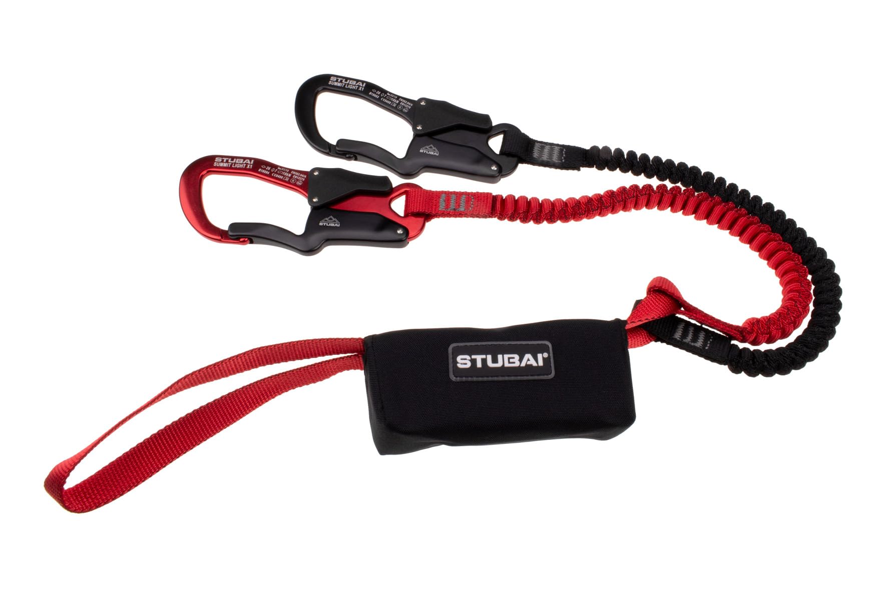 Stubai Summit Light X1 Special Edition Climbing Set, Includes 2 D-Shape Carabiners (Black / Red, Metal, Wire Lock)
