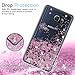 LeYi Compatible with Galaxy Note 5 Case with 2 Tempered Glass Screen Protector for Girls Women, Shiny Glitter Clear Phone Case for Samsung Galaxy Note 5, Rose Gold