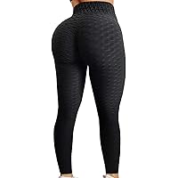 A AGROSTE Women's High Waist Yoga Pants Tummy Control Workout Ruched Butt Lifting Stretchy Leggings Textured Booty…