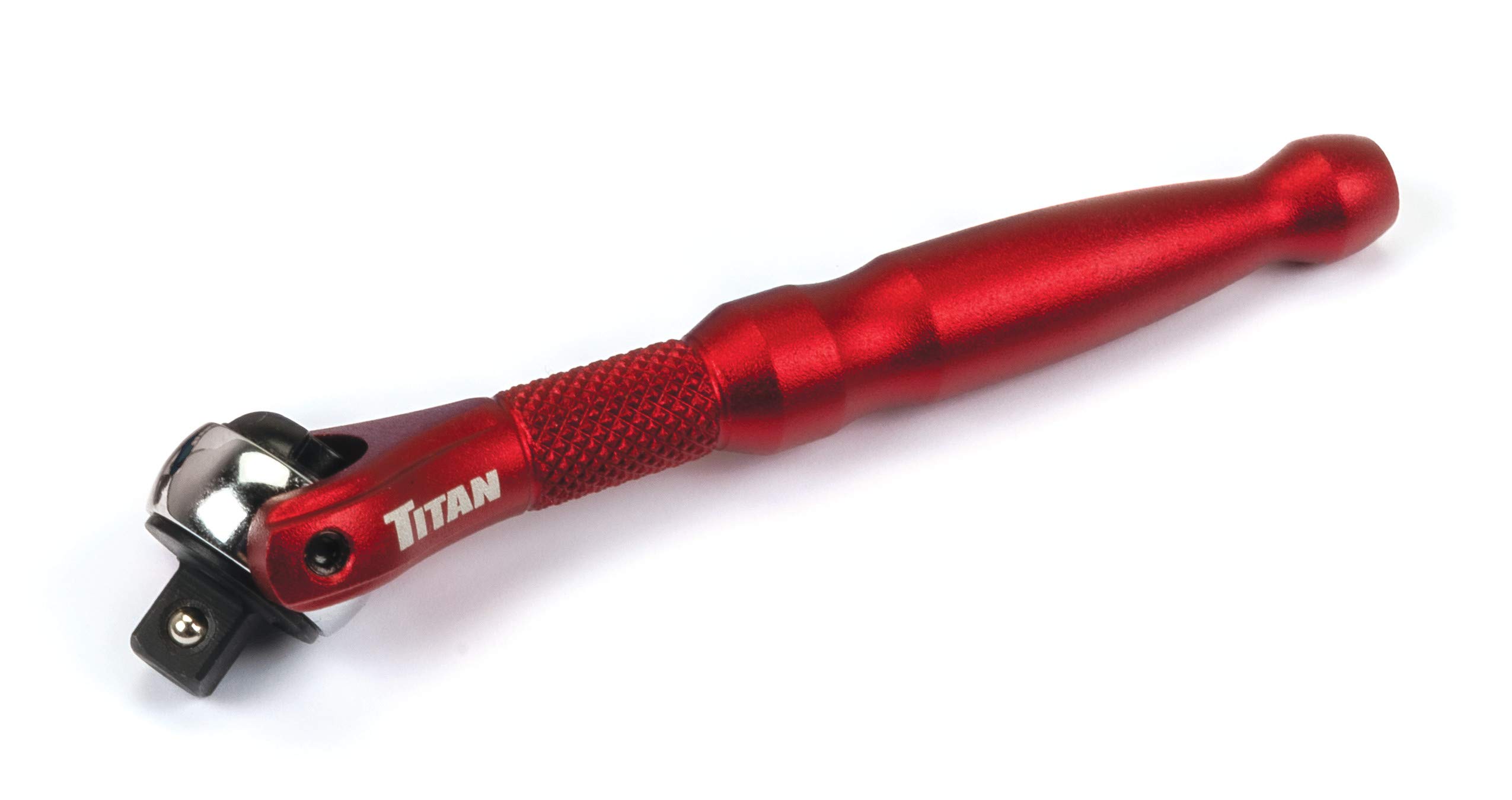 Titan 11320 1/4-Inch Drive x 4-Inch 90-Tooth Swivel Head Micro Ratchet - Red