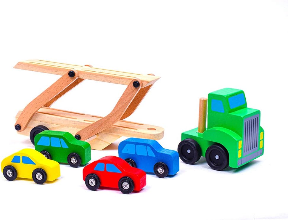 melissa and doug wooden car transporter