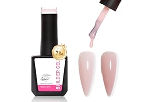 GELLAKTIK Builder Gel for Nails, 15ml 7 in 1 Builder Gel Nail Polish, LED Lamp Cured for Clear Rubber Base & Strengthener Extensions, Thickening, Repair, Salon-Quality DIY Manicure (Nude)
