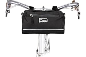 Po Campo Kinga Handlebar Bag 2 - Durable, Waterproof Bicycle Storage Baskets for Front Mount - Compact Bike Bags that Convert to Crossbody (Black Ripstop)