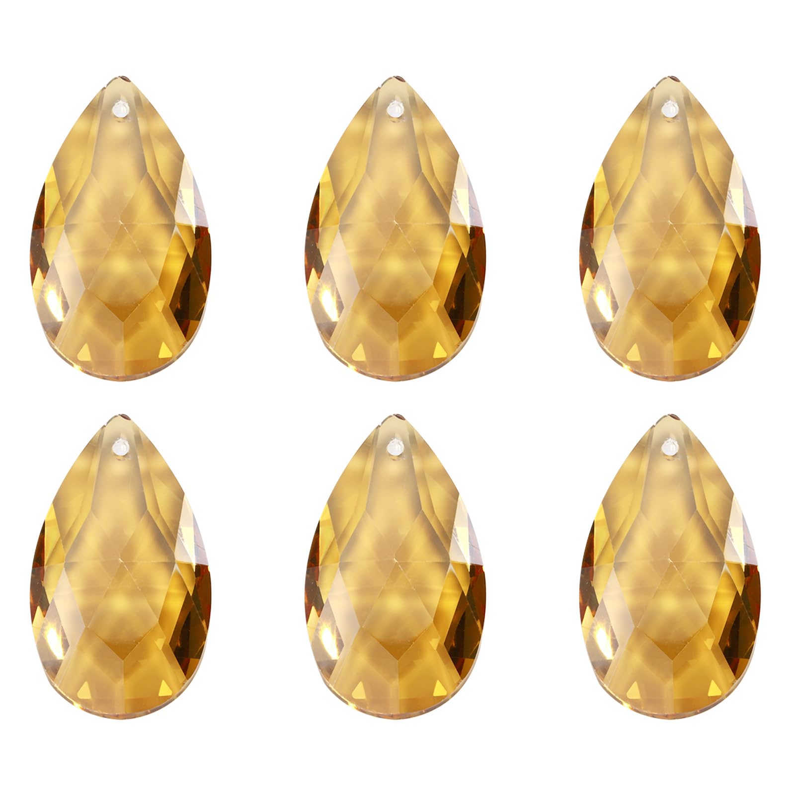 PATIKIL K9 Crystal Pendants Teardrop Beads, 6 Pack 38mm Chandelier Prisms Parts Hanging Beads DIY Lamp for Arts Crafts Decoration, Electroplating Gold Tone — image 1