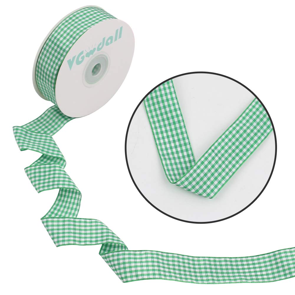 Buffalo Ribbon Decoration-25 Yards ×1 Inch Green Gingham Ribbon, Decorate Your House,Staircase and DIY Any Kind of Style You Like