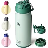 BOTTLE BOTTLE 16 oz sports water bottle stainless steel insulated kids water bottle with straw and pills holder for gifts and school(green)