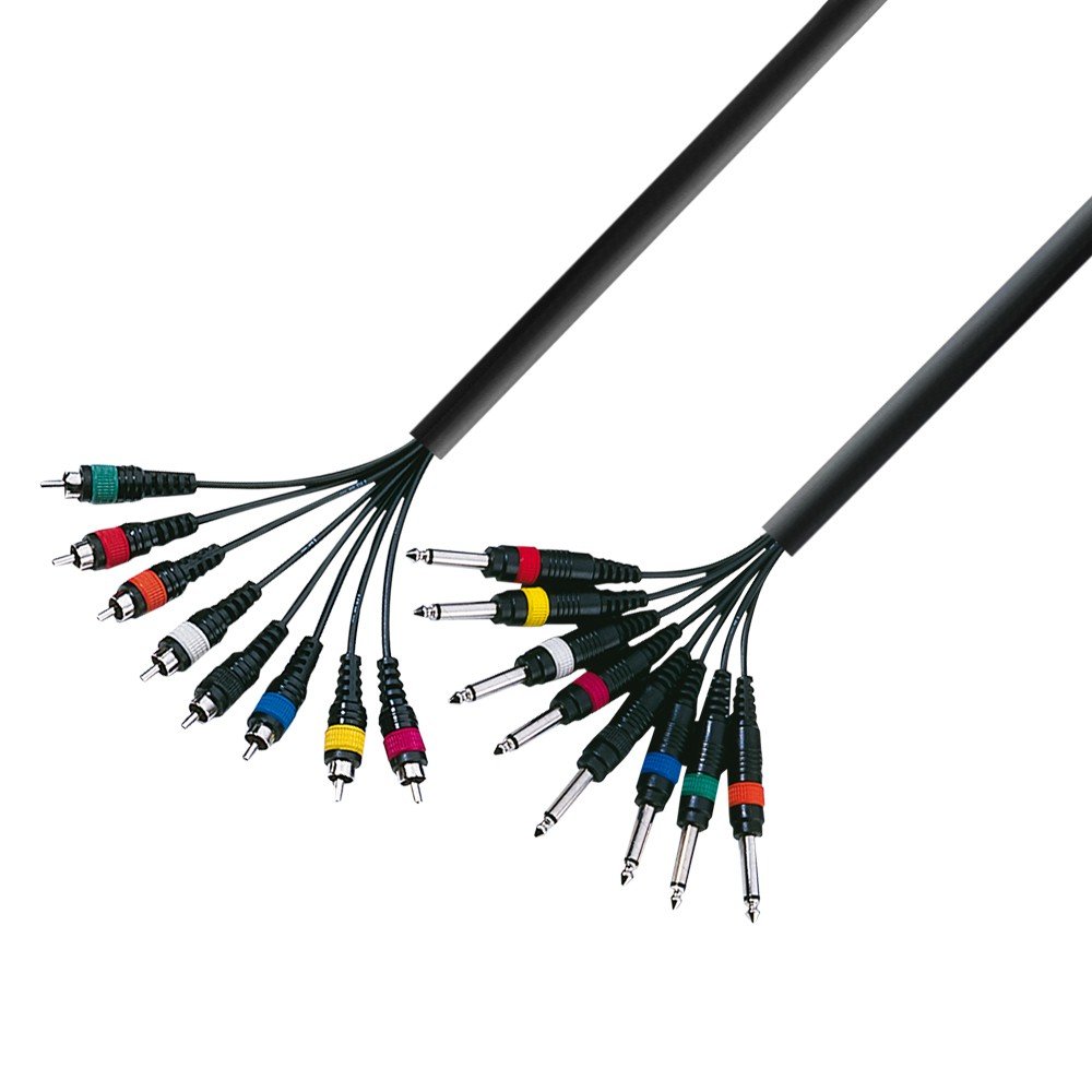 Adam Hall 3 Star Series 5m 8x 6.3mm Jack Mono to 8x RCA Male Multicore Cable