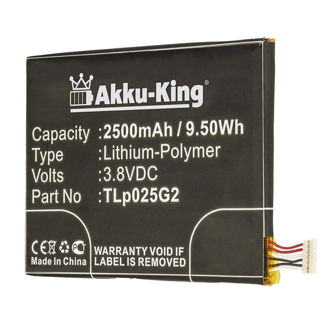 Akku-King Akku ersetzt Alcatel CAC2580010C2, TLp025G2 - Li-Polymer 2500mAh - für Alcatel One Touch Pixi 3 8' 3G, One Touch Pi