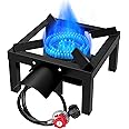 BESTFIRE Propane Burner,100,000 BTUs High Pressure Single Propane Stove with 4.1ft 0-20Psi Adjustable Hose with Regulator,Gas Stove for Outdoor Cooking, Turkey Fry, Seafood Boil