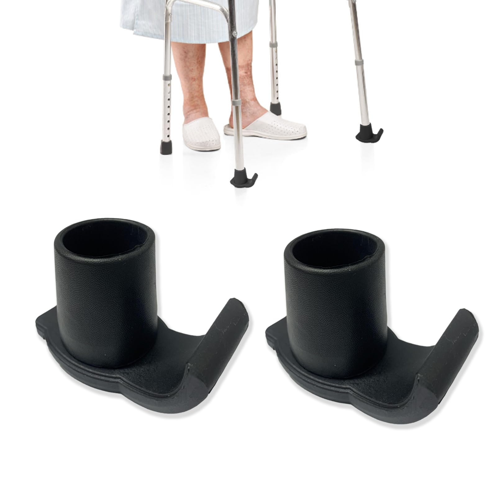 MESINURS Walker Glide Skis - Universal Replacement Feet Rubber Tips Cap for Folding Walker, 1-1/8 Inch (28mm), 2 Counts (Black)