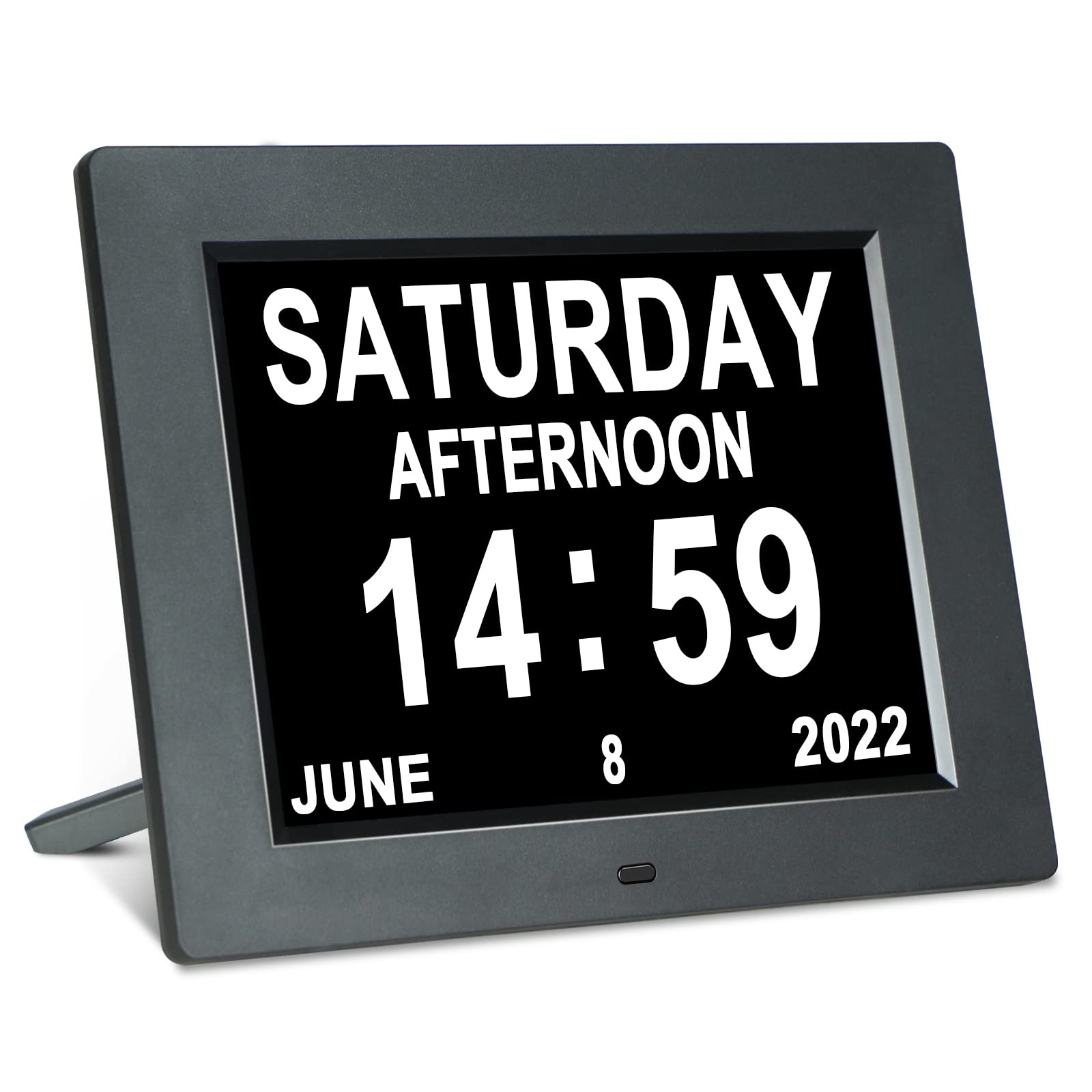 TSITSC 8 Inch Medication Reminder Day Date Time of The Week Clock Digital Calendar Dementia Memory Loss Clock for Seniors Elderly Impaired Vision (Black)